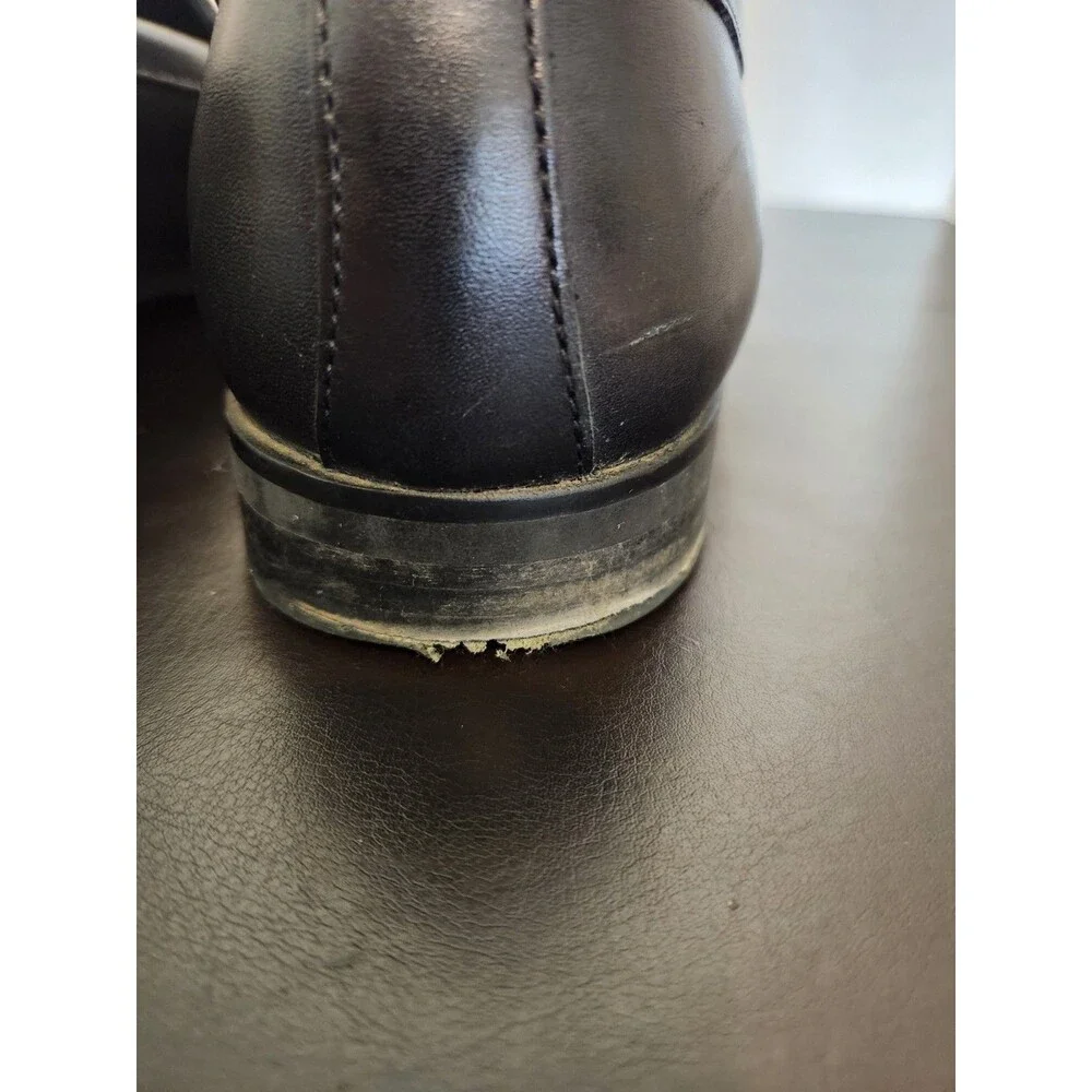 Sz9.5 - Nordstrom Mens Ortholite Black Leather Penny Loafer Dress Shoes
